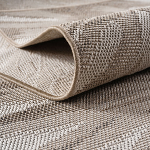 DESERT - Tapis rond intérieur/extérieur beige, design ethnique