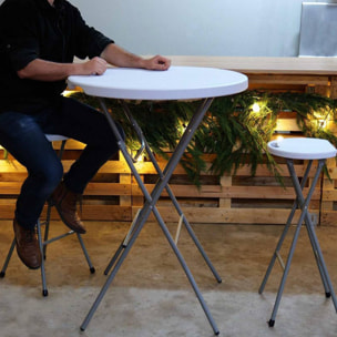 Well Home Mesa alta en color Blanco y patas Negras Ø80x110cm