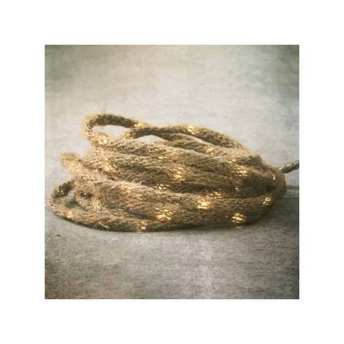 Lot de 2 cordes lumineuses décoration noël en jute 200cm - LUCA