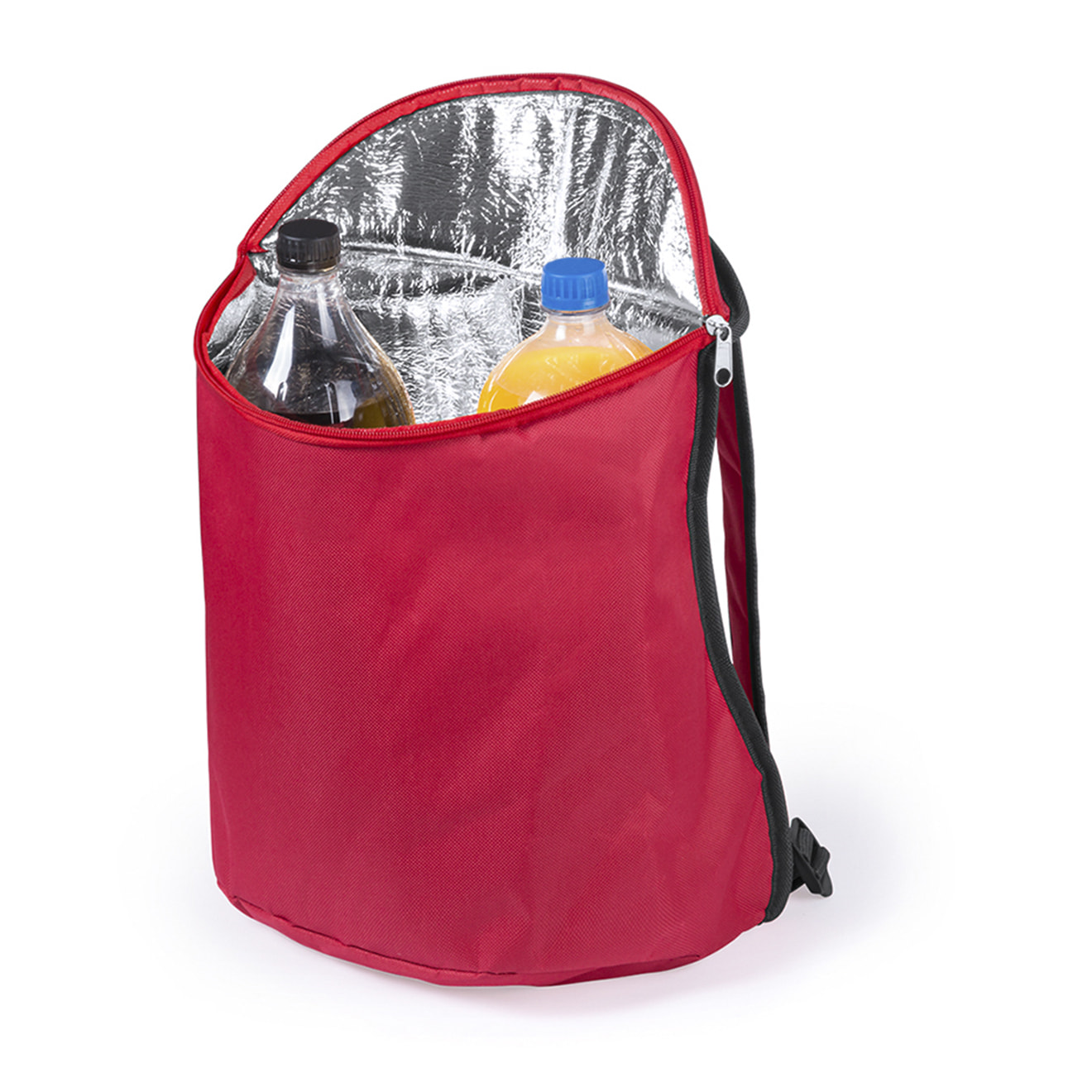 Zaino frigo Polys con chiusura a zip coordinata. Interno isotermico in finitura alluminio e manici regolabili con imbottitura