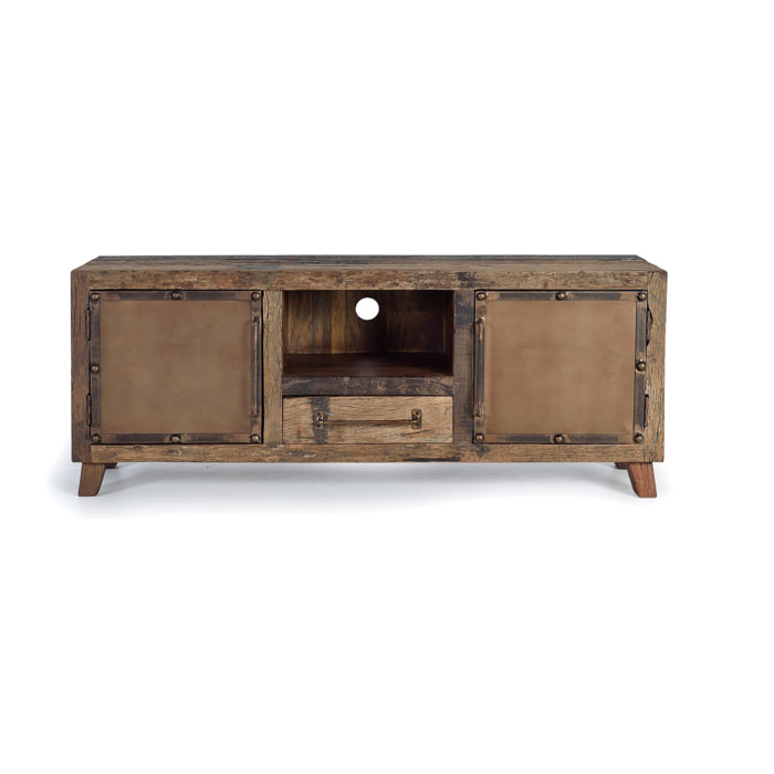 Mueble TV de Madera Recuperada 150 Cm Estilo Industrial Vintage