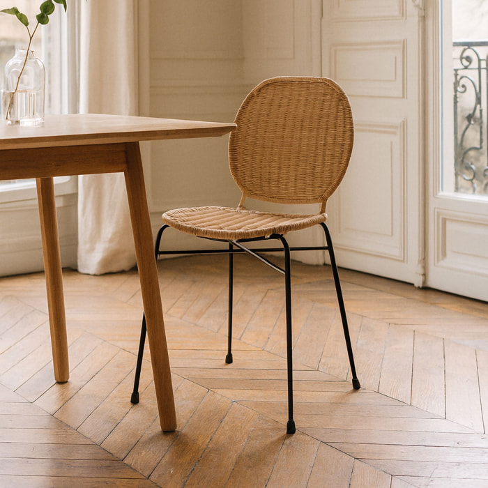 Lot de 2 chaises en rotin et pieds en métal NINA