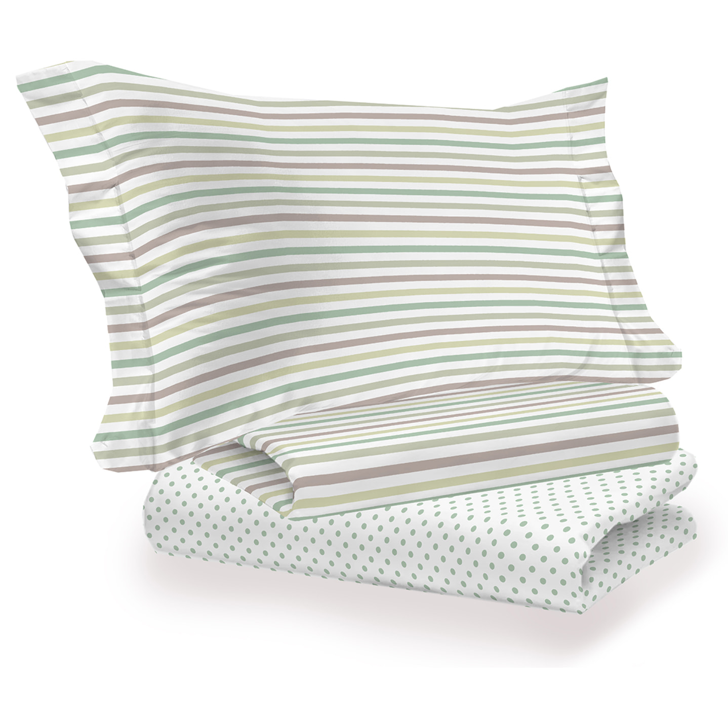 Completo letto riga dots verde 100% cotone