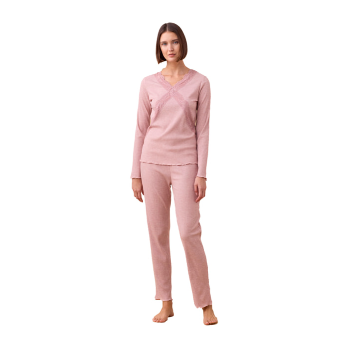 Pigiama donna in costina di viscosa articolo classic Noidinotte