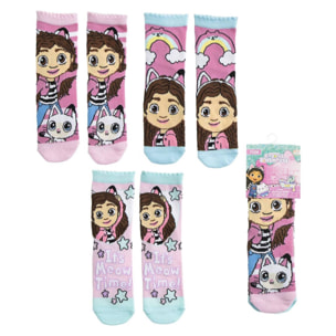 Pack de 3 calcetines infantiles diseño gabby's dollhouse