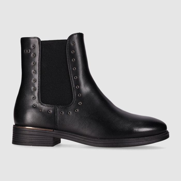 Botines de Piel Sintética - Negro - Tacón: 3 cm