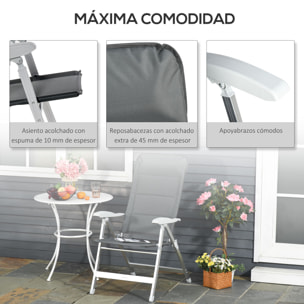 Silla de Jardín Plegable de Aluminio 75x61,5x114,5 cm Gris