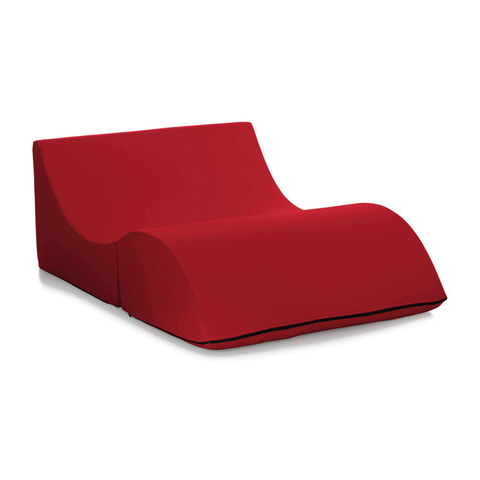 Letto pieghevole Amorina, Pouf trasformabile in letto matrimoniale, Chaise longue in ecopelle, 100% Made in Italy, 100x200h70 cm, Rosso