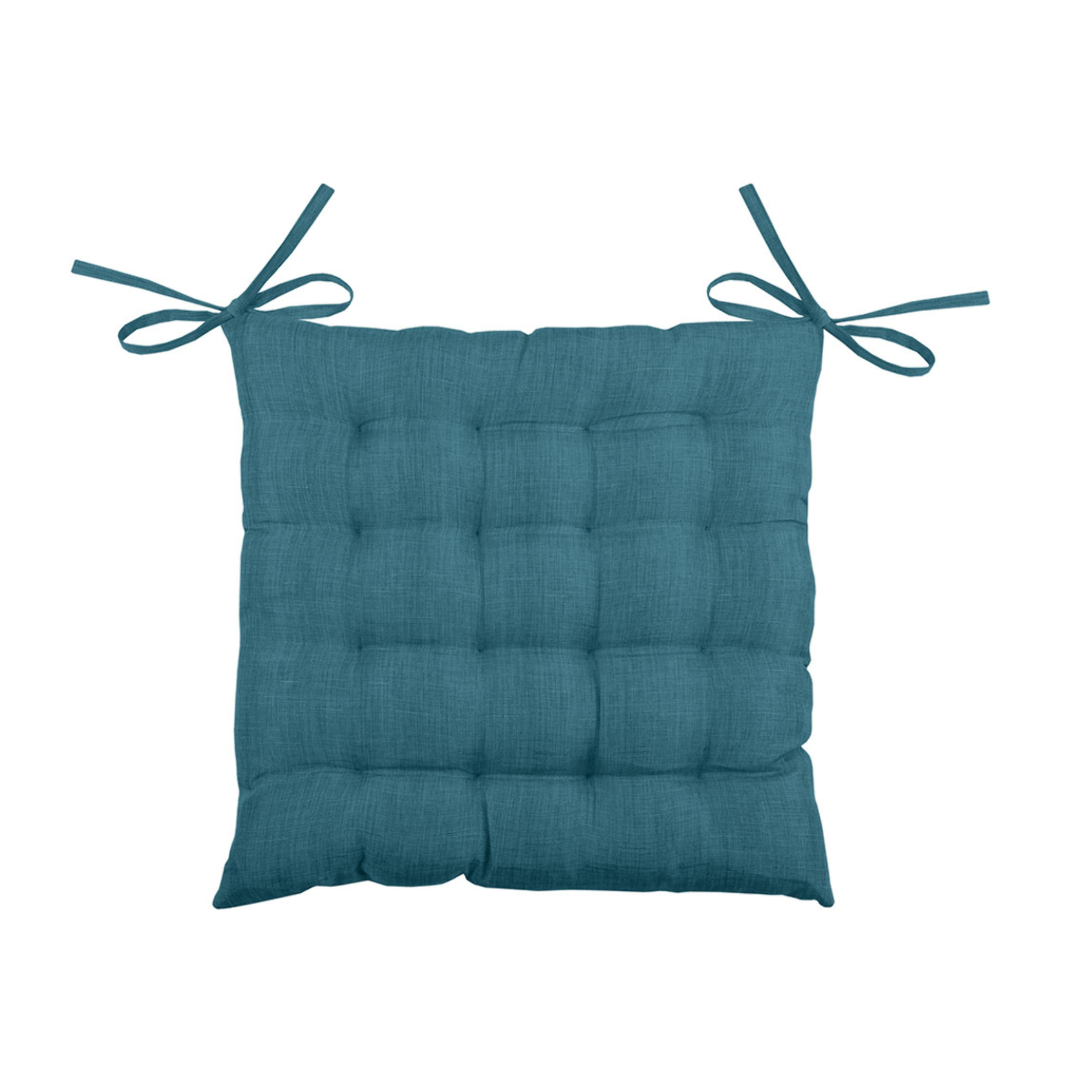 Galette de chaise unie en 16 points - Turquoise