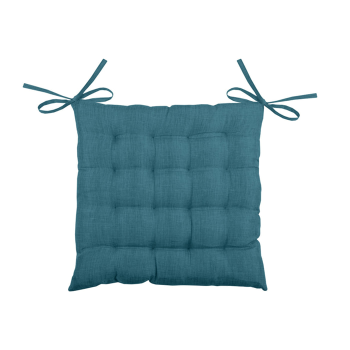 Galette de chaise unie en 16 points - Turquoise