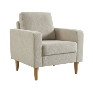 Fauteuil bois d'hévéa et tissu chenille  BJORN