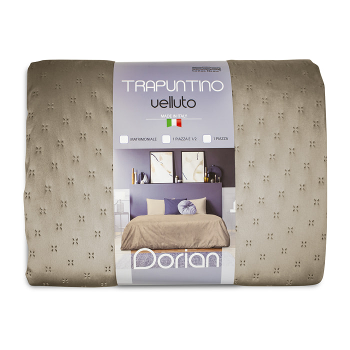 TRAPUNTINO MATRIMONIALE MEZZA STAGIONE EFFETTO VELLUTO DIS.DORIAN BEIGE MADE IN ITALY