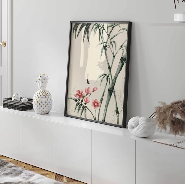 Affiche encadrée soleil minimaliste terracotta Affiche + cadre en métal - Noir