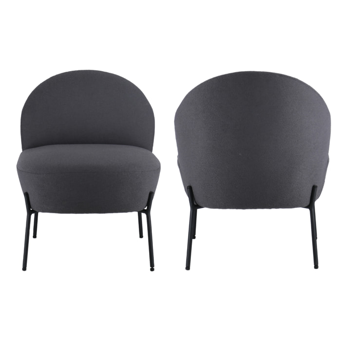 Fauteuil en tissu boucle gris HELMI