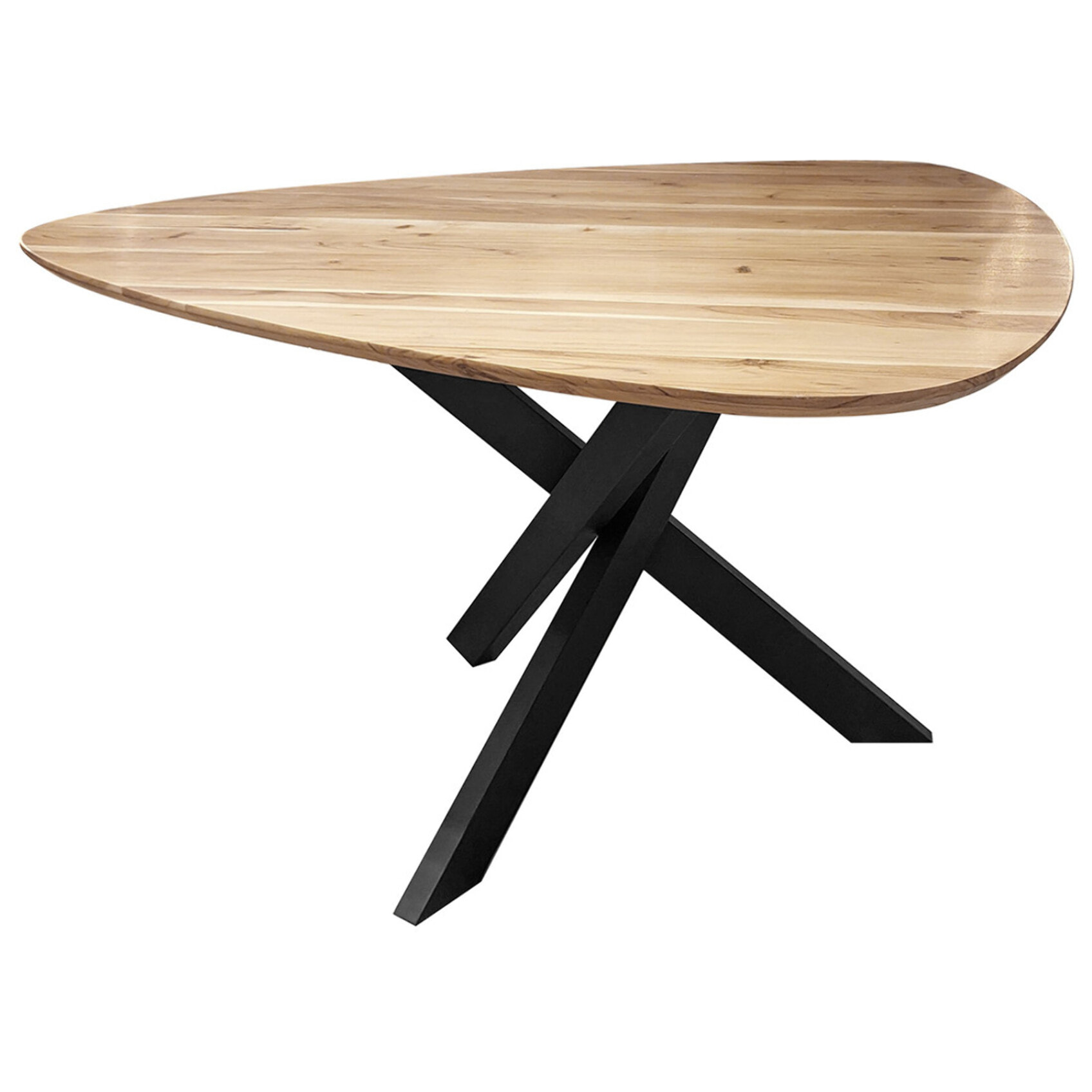 Makana - table à manger - bois massif d'acacia et métal - 6 personnes - Bois / Noir