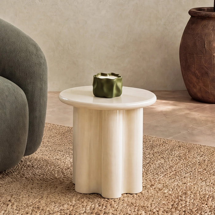 Table d'appoint laquée blanche, D50 cm - Olya