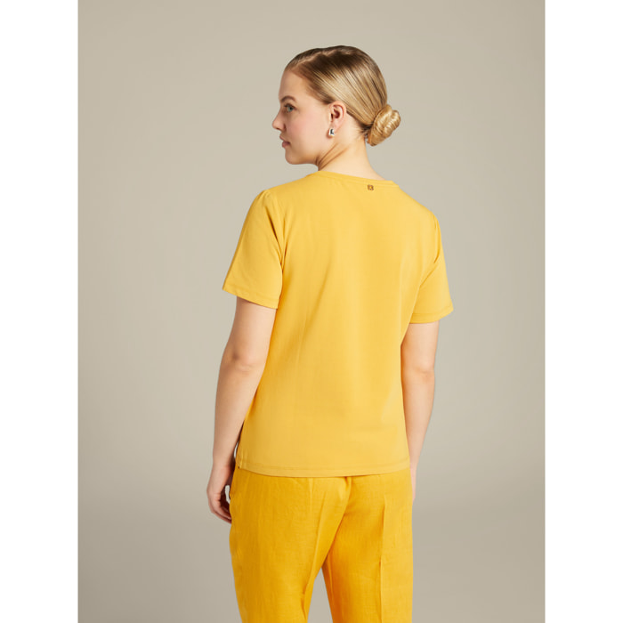 Elena Mirò - T-shirt ricamata - Giallo