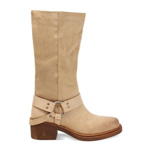 Botas moteras taupe tacón 5 cm