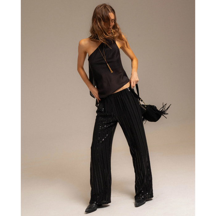 Pantalón fluido de mujer con lentejuelas