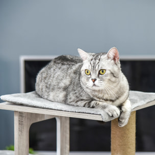 Árbol Rascador para Gatos 67x38,5x114 cm Torre de Escalada de Gatos con Cueva de Madera Múltiples Plataformas y Postes de Rascar de Yute Juego y Descanso Gris