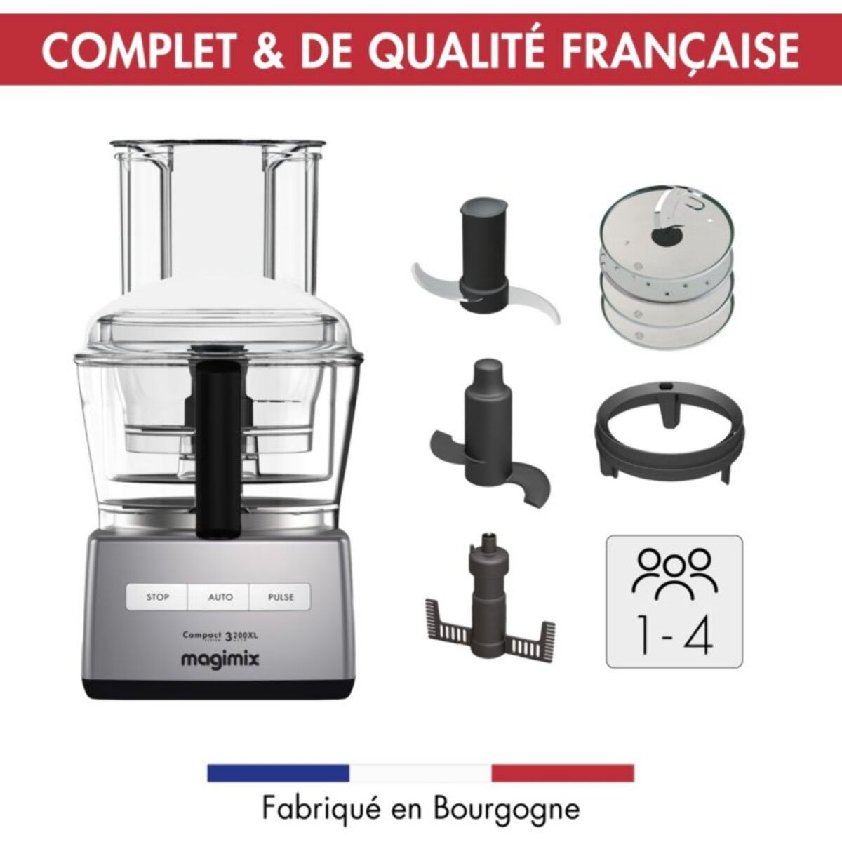 Robot multifonction MAGIMIX CS 3200 XL Chrome Mat 18371F