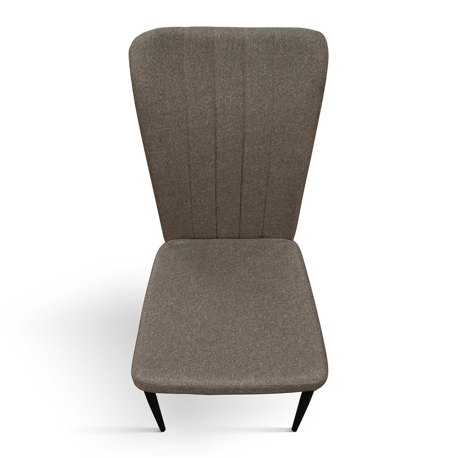 Set di 6 sedie AMSTERDAM in tessuto marrone e gambe in metallo nero