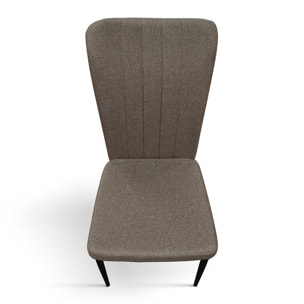 Set di 6 sedie AMSTERDAM in tessuto marrone e gambe in metallo nero