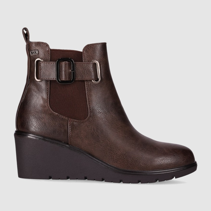 Botines de Piel Sintética - Marron - Tacón: 6 cm