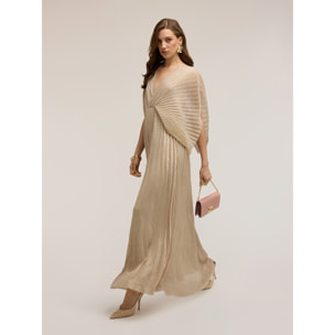 Motivi - Vestito lungo plissé metallizzato - Beige