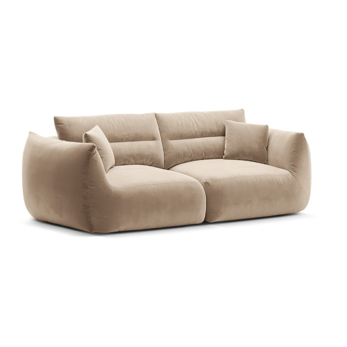 Canapé modulable "Maurie" 3 places en velours beige amande