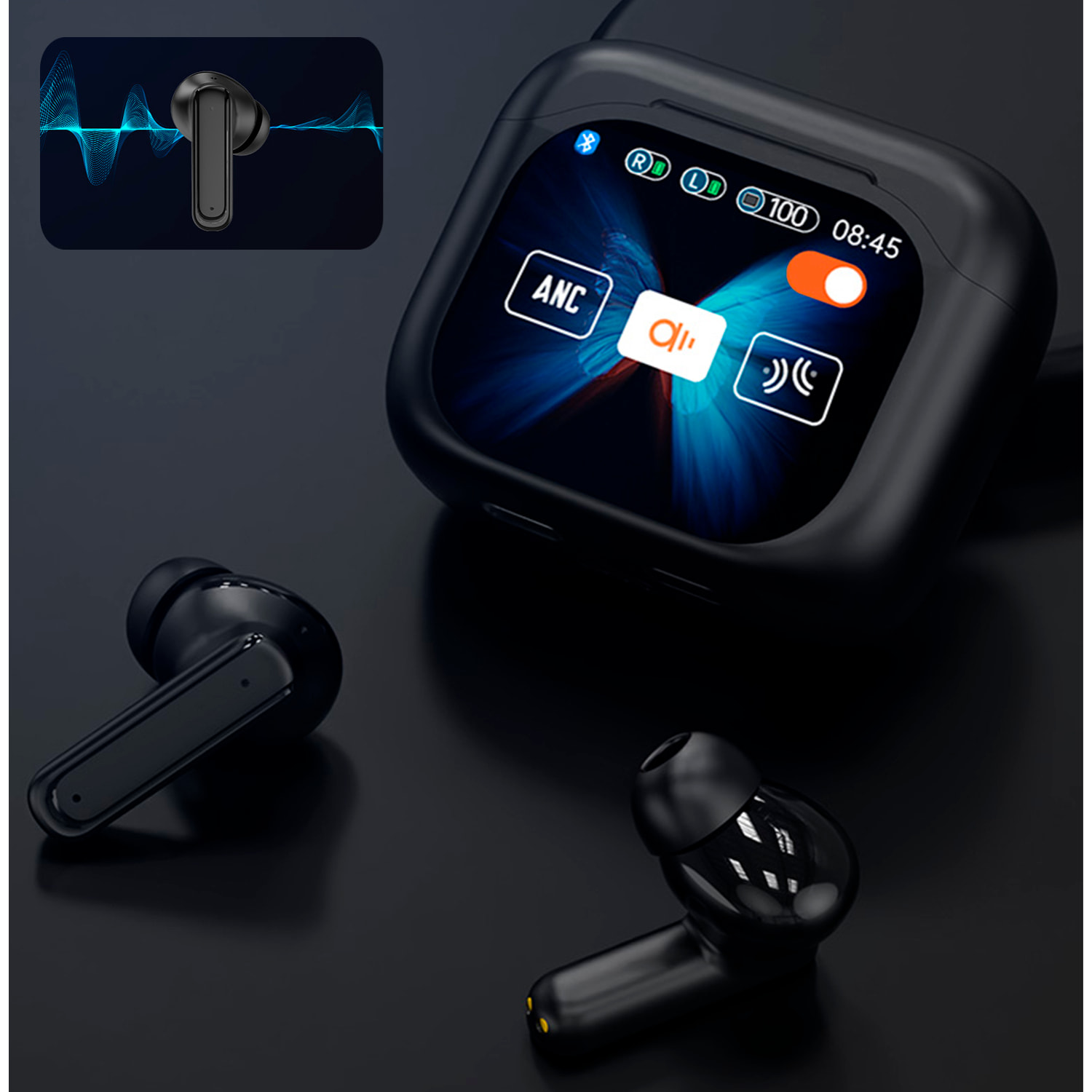 BY16 Auriculares bluetooth 5.3 pantalla full color digital Sonido alta definición con biomembrana.