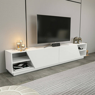 Mobile porta TV Dpazienz, Credenza da soggiorno, Armadio basso per TV, Base parete attrezzata, 240x37h47 cm, Bianco