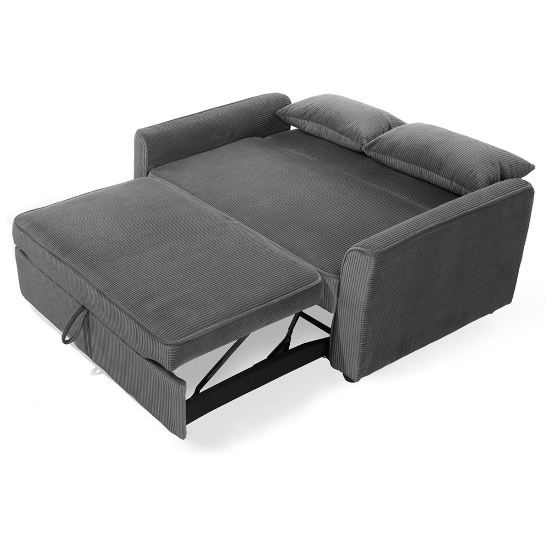 Ernest - Canapé droit 2 places convertible en velours côtelé - Gris