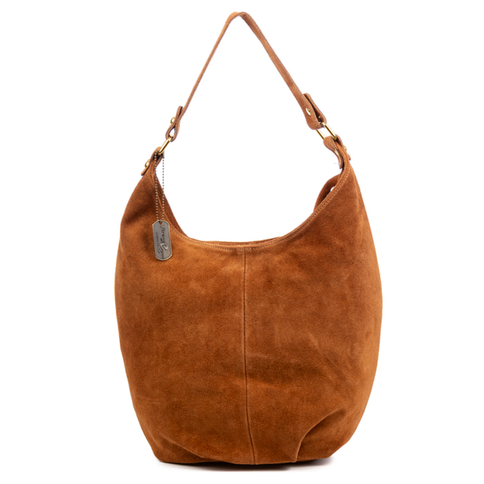 Basiano Bolso de hombro Mujer. Piel auténtica Gamuza