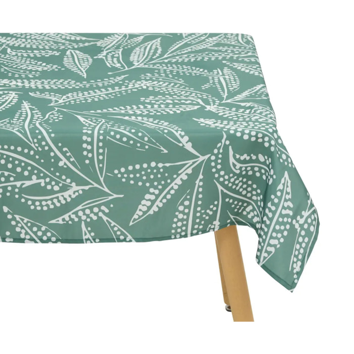 Nappe Tropical 240x140cm vert olive imprimé feuilles