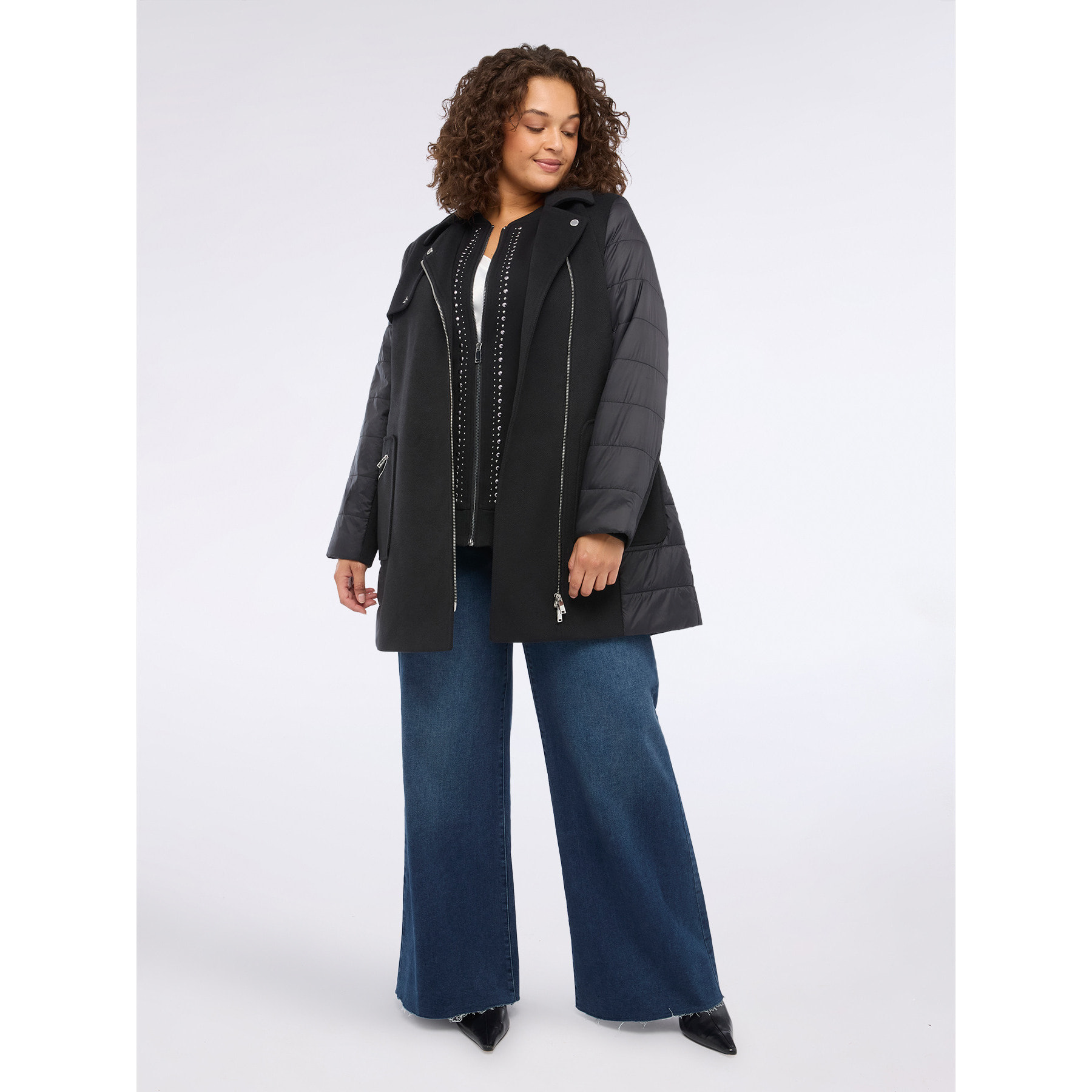 Fiorella Rubino - Cappotto con inserti in piumino - Nero