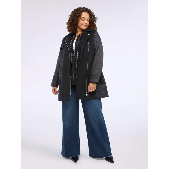 Fiorella Rubino - Cappotto con inserti in piumino - Nero