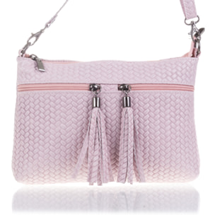 Oderzo Bolso bandolera Mujer.Piel auténtica Gamuza Grabado Espiga