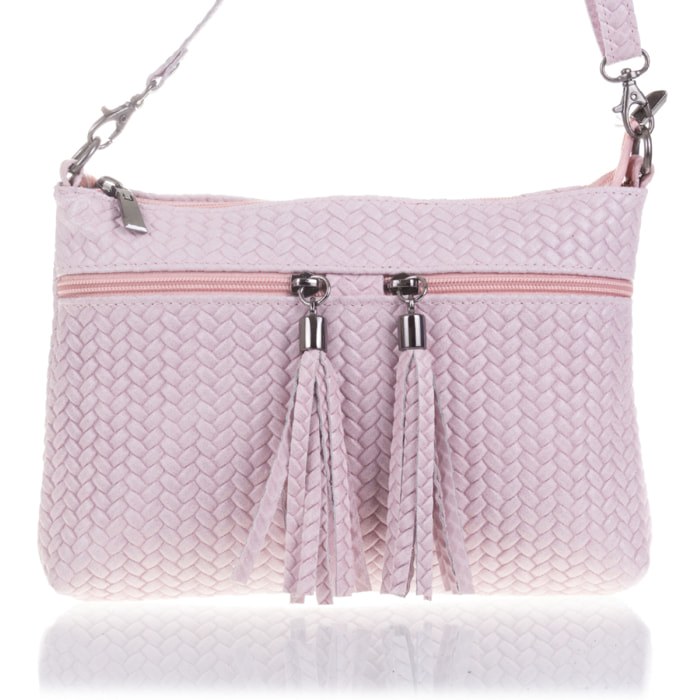 Oderzo Bolso bandolera Mujer.Piel auténtica Gamuza Grabado Espiga