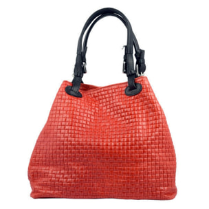 Borse Donna colore Rosso-in pelle Made in Italy 31x29xx32cm