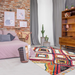 Tapis Tuke multicolore motif traditionnel berbère