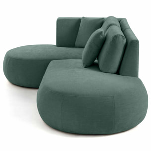 Santorini - canapé modulable d'angle gauche + pouf - 4 places - en tissu texturé - Vert