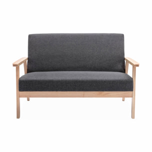 Banquette canapé en bois et tissu gris foncé. Isak. L 114 x P 69.5 x H 73cm