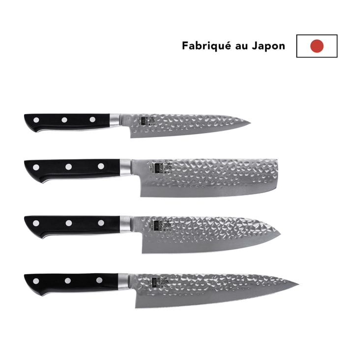 Le Set Complet : 4 couteaux (petty + nakiri + santoku + gyuto)