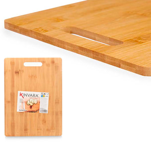 Tabla de cortar de Bambú. Diseño rectangular con asa. 38x28 cm.