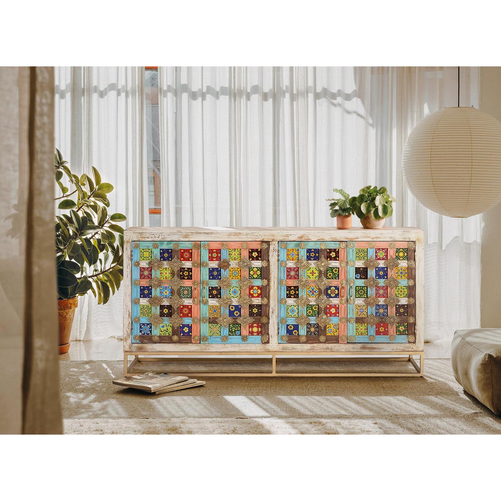 Aparador - Madera de Mango y Metal - 180x40x90cm