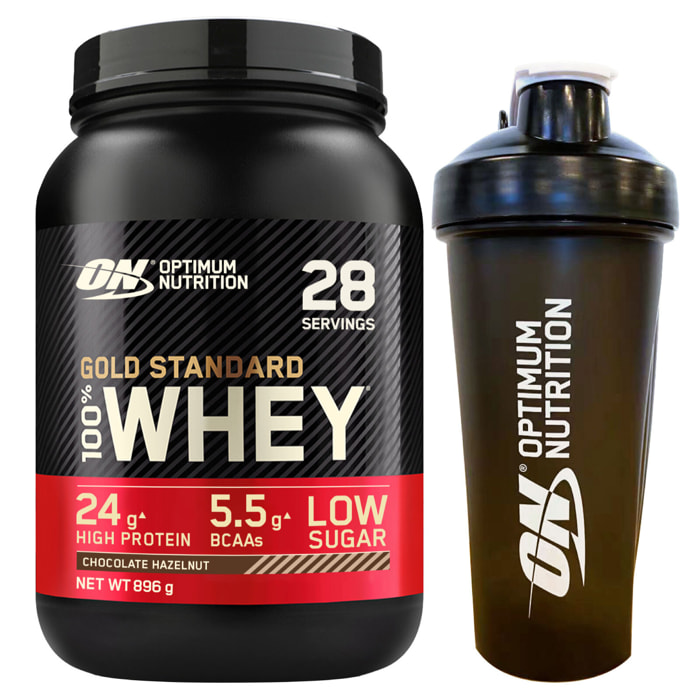 Gold Standard 100% Whey Proteine in Polvere con Aminoacidi Cioccolato alle Nocciole 896g 28 Porzioni + Shaker