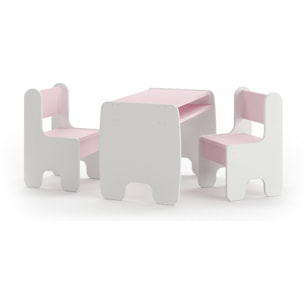 Set bambini TIMI tavolino e due seggiolini bianco/rosa