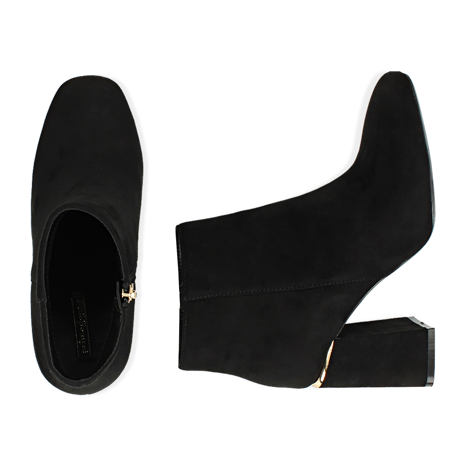 Botines negros de microfibra, tacón 9 cm.