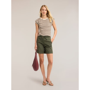 Motivi - T-shirt a righe in jersey a coste - Beige